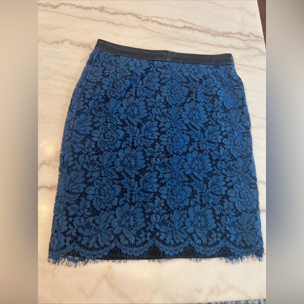 Brixton Ivy Cyndi Lace Pencil Skirt Blue Black Medium Stitch Fix size medium